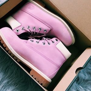Bubble gum pink authentic timberland boots
